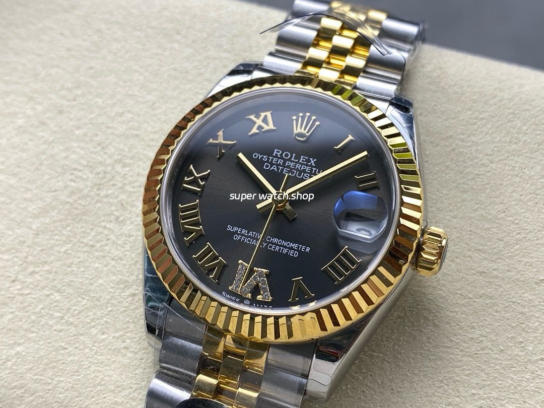 8+ Factory Rolex Datejust 278273-0018 31mm Half Yellow Gold Roman Numerals Diamond Dark Grey Dial Jubilee - Image 3