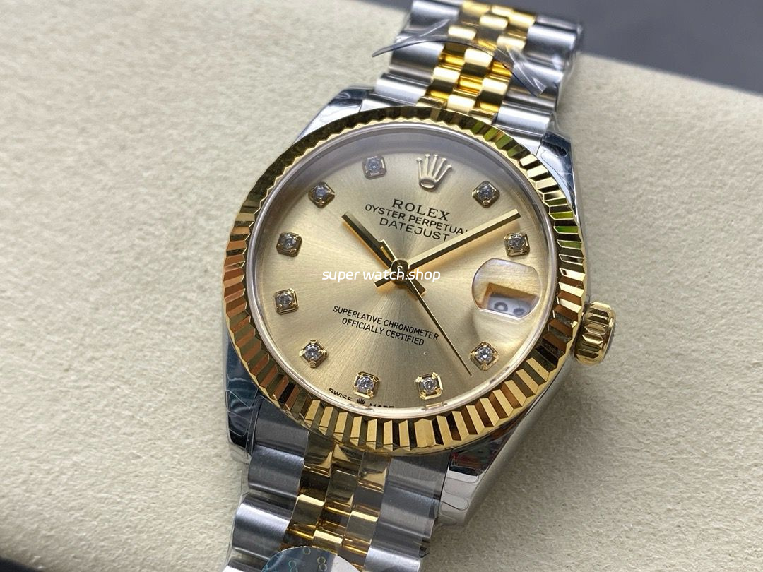 8+ Factory Rolex Datejust 278273-0026 31mm Half Yellow Gold Diamond Champagne Dial Jubilee - Image 3