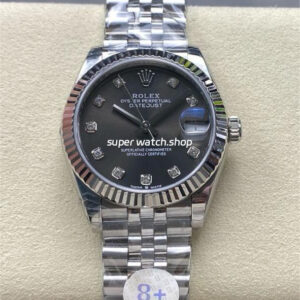 8+ Factory Rolex Datejust 278274-0008 31mm Full Steel Diamond Grey Dial Jubilee