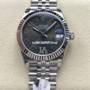 8+ Factory Rolex Datejust 278274-0022 31mm Full Steel Roman Numerals Diamond Grey Dial Jubilee