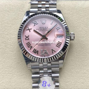 8+ Factory Rolex Datejust 278274-0024 31mm Full Steel Roman Numerals Diamond Pink Dial Jubilee