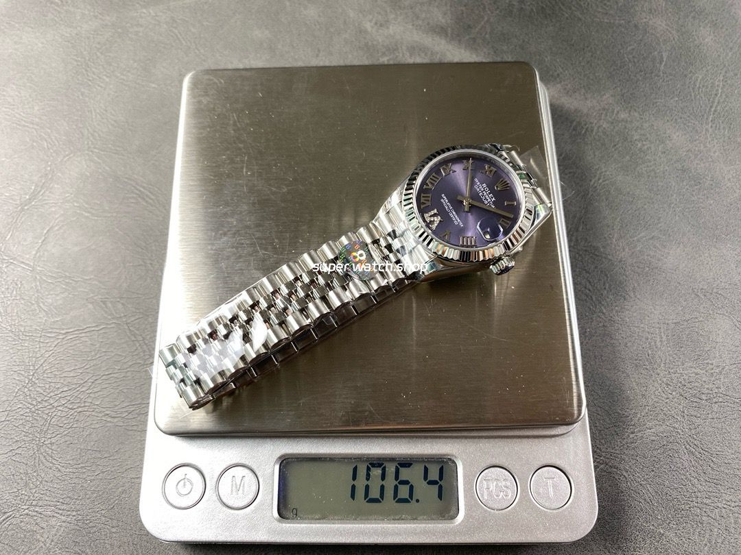 8+ Factory Rolex Datejust 278274-0026 31mm Full Steel Roman Numerals Diamond Purple Dial Jubilee - Image 9