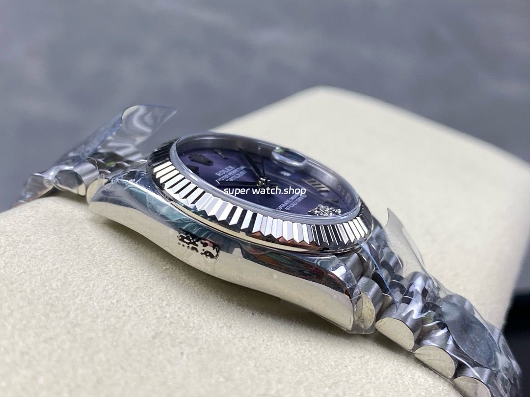 8+ Factory Rolex Datejust 278274-0026 31mm Full Steel Roman Numerals Diamond Purple Dial Jubilee - Image 5