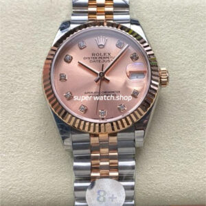 8+ Factory Rolex counterweight Datejust 278271-0024 31mm Half Rose Gold Diamond Pink Red Dial Jubilee