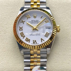 8+ Factory Rolex counterweight Datejust 278273-0002 31mm Half Yellow Gold Roman Numerals White Dial Jubilee