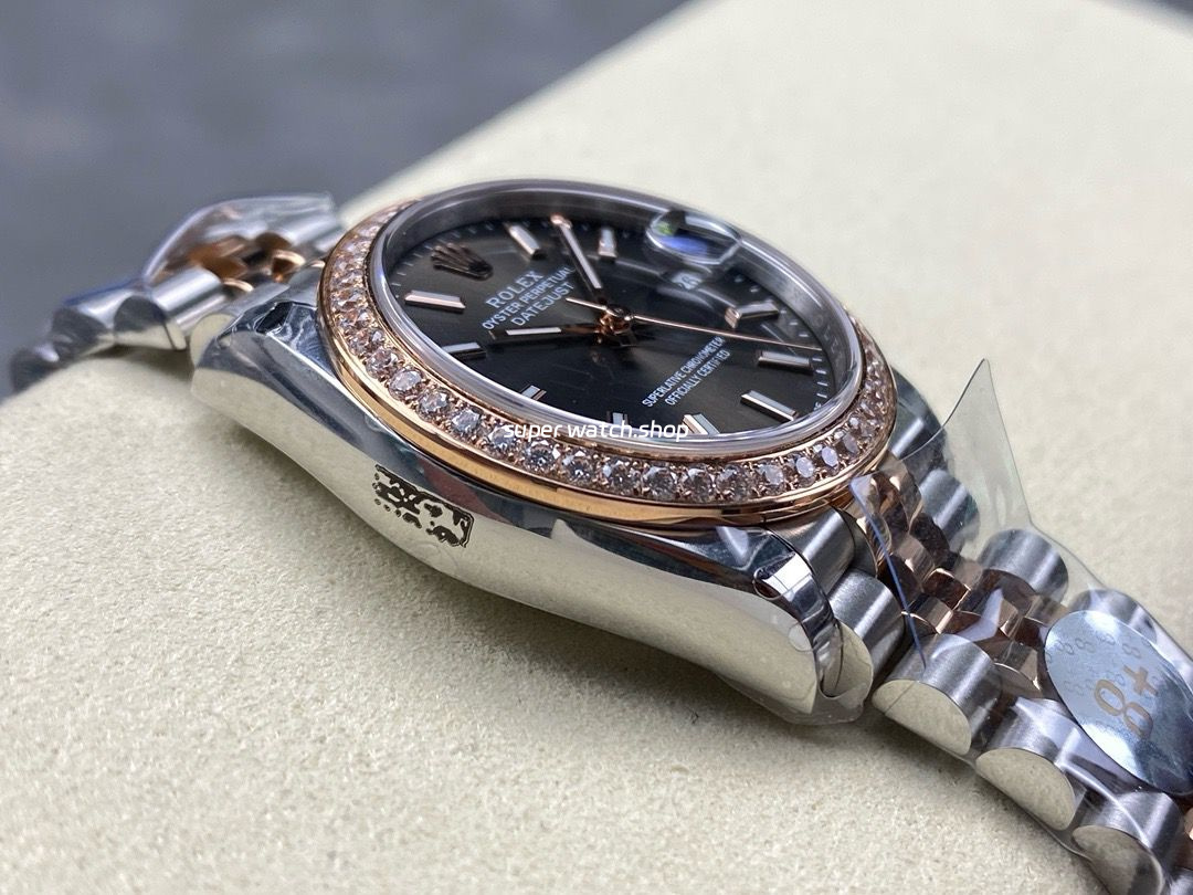 8+ Factory Rolex counterweight Datejust 278381RBR-0018 31mm Diamond Rose Gold Bezel Half Rose Gold Grey Dial Jubilee - Image 5