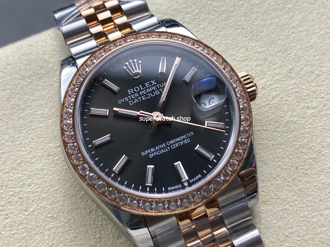 8+ Factory Rolex counterweight Datejust 278381RBR-0018 31mm Diamond Rose Gold Bezel Half Rose Gold Grey Dial Jubilee - Image 2