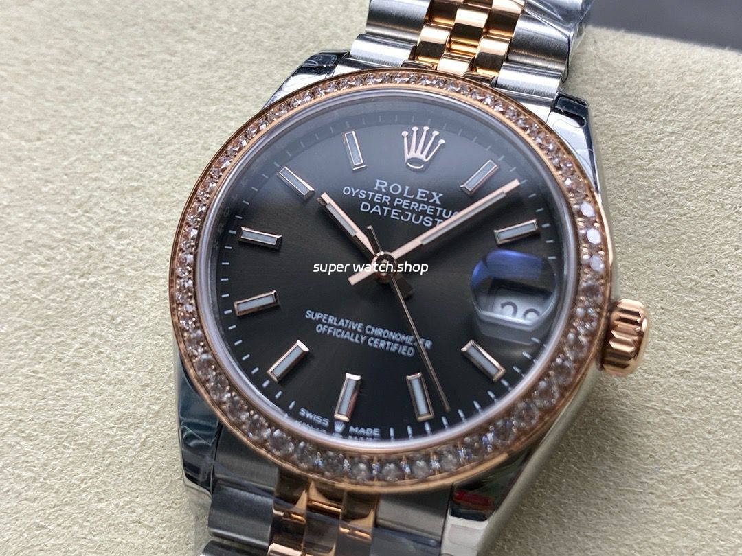 8+ Factory Rolex counterweight Datejust 278381RBR-0018 31mm Diamond Rose Gold Bezel Half Rose Gold Grey Dial Jubilee - Image 3
