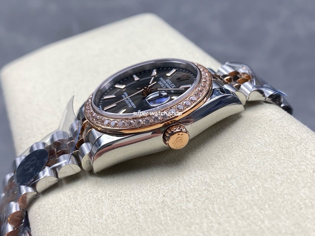 8+ Factory Rolex counterweight Datejust 278381RBR-0018 31mm Diamond Rose Gold Bezel Half Rose Gold Grey Dial Jubilee - Image 6
