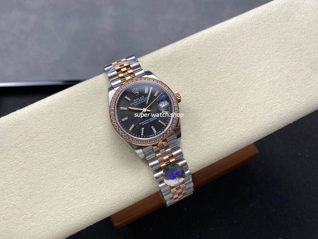 8+ Factory Rolex counterweight Datejust 278381RBR-0018 31mm Diamond Rose Gold Bezel Half Rose Gold Grey Dial Jubilee - Image 4