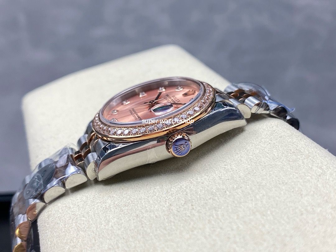 8+ Factory Rolex counterweight Datejust 278381RBR-0024 31mm Diamond Rose Gold Bezel Half Rose Gold Diamond Pink Dial Jubilee - Image 7