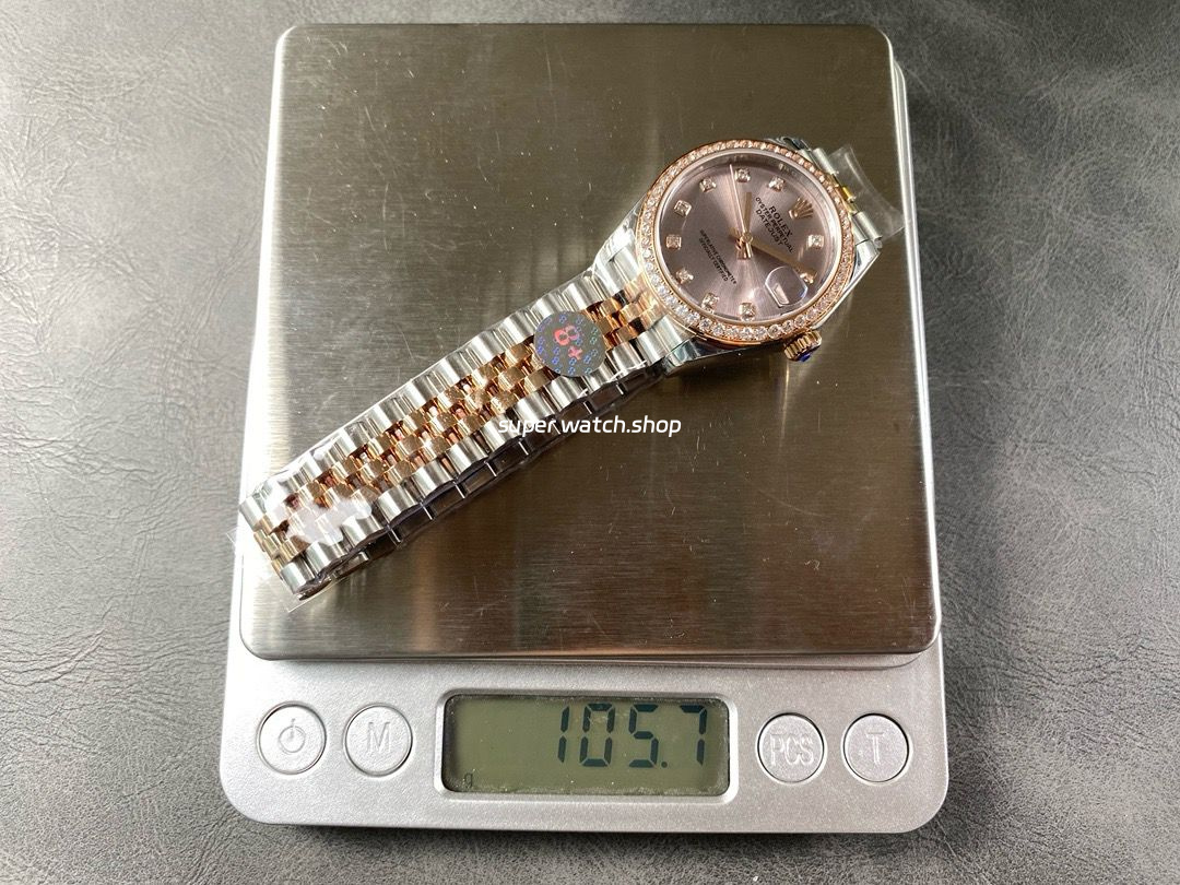 8+ Factory Rolex counterweight Datejust 278381RBR-0024 31mm Diamond Rose Gold Bezel Half Rose Gold Diamond Pink Dial Jubilee - Image 10