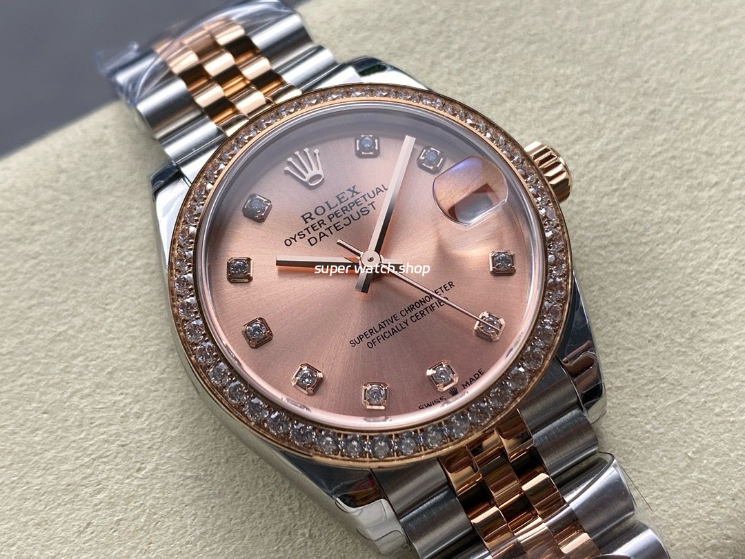 8+ Factory Rolex counterweight Datejust 278381RBR-0024 31mm Diamond Rose Gold Bezel Half Rose Gold Diamond Pink Dial Jubilee - Image 2