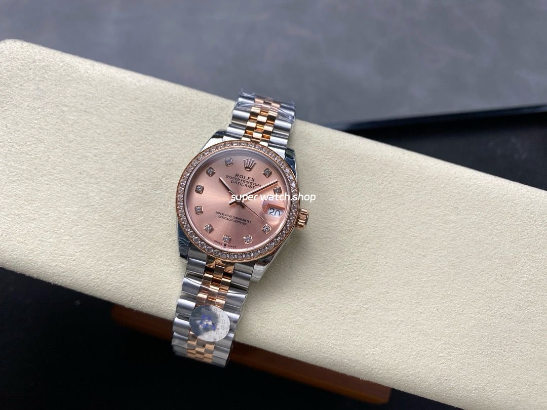 8+ Factory Rolex counterweight Datejust 278381RBR-0024 31mm Diamond Rose Gold Bezel Half Rose Gold Diamond Pink Dial Jubilee - Image 5