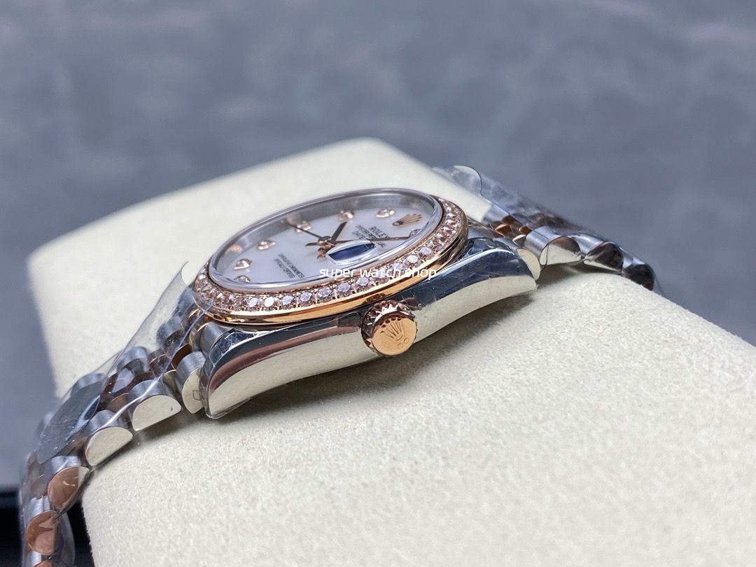 8+ Factory Rolex counterweight Datejust 278381RBR-0026 31mm Diamond Rose Gold Bezel Half Rose Gold Diamond Mother Of Pearl Dial Jubilee - Image 6