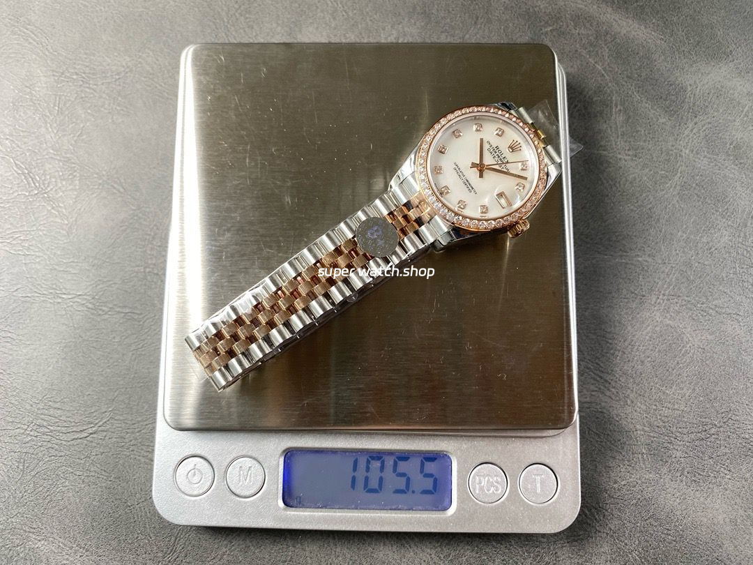 8+ Factory Rolex counterweight Datejust 278381RBR-0026 31mm Diamond Rose Gold Bezel Half Rose Gold Diamond Mother Of Pearl Dial Jubilee - Image 9