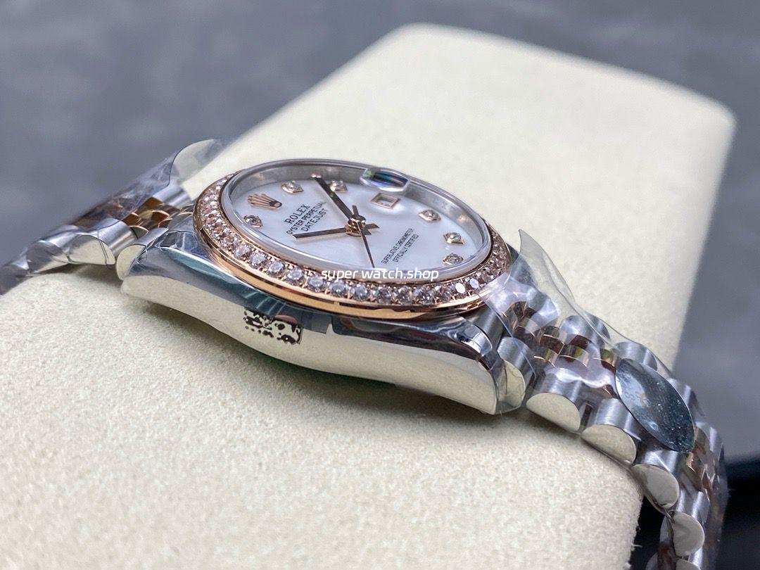 8+ Factory Rolex counterweight Datejust 278381RBR-0026 31mm Diamond Rose Gold Bezel Half Rose Gold Diamond Mother Of Pearl Dial Jubilee - Image 5