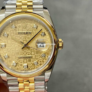 A+ Factory Rolex Datejust 126203-0033 36mm Half Yellow Gold Diaond Mop Champagne Computer Dial Jubilee