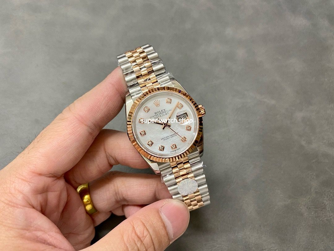 A+ Factory Rolex Datejust 126231-0021 36mm Half Rose Gold Diaond Mop Mother Of Pearl Dial Jubilee - Image 4