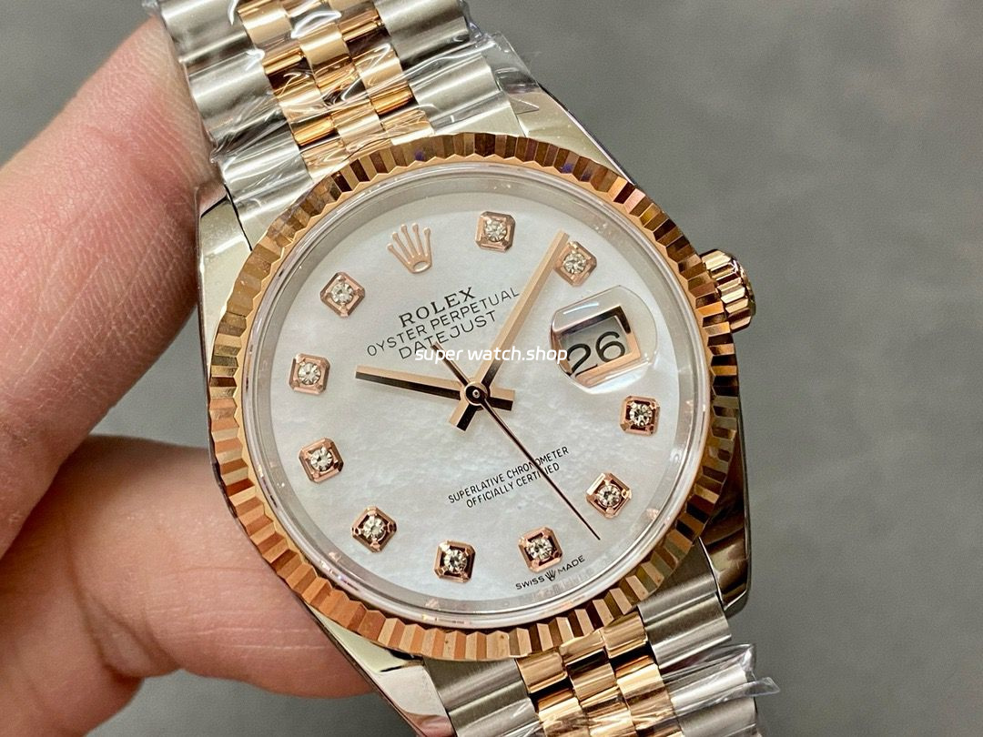 A+ Factory Rolex Datejust 126231-0021 36mm Half Rose Gold Diaond Mop Mother Of Pearl Dial Jubilee - Image 2