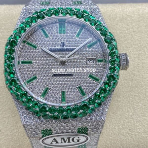 AMG Factory Audemars Piguet Royal Oak Selfwinding 15400 41mm Green Diamond Bezel Full Green White Diamond Steel Green Diamond Baguette Dial