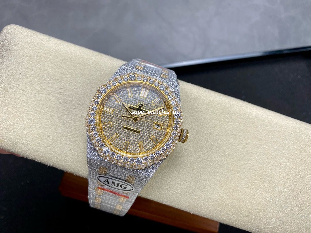 AMG Factory Audemars Piguet Royal Oak Selfwinding 15400 41mm Full Diamond Gold Diamond Dial - Image 5