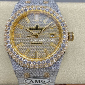 AMG Factory Audemars Piguet Royal Oak Selfwinding 15400 41mm Full Diamond Gold Diamond Dial