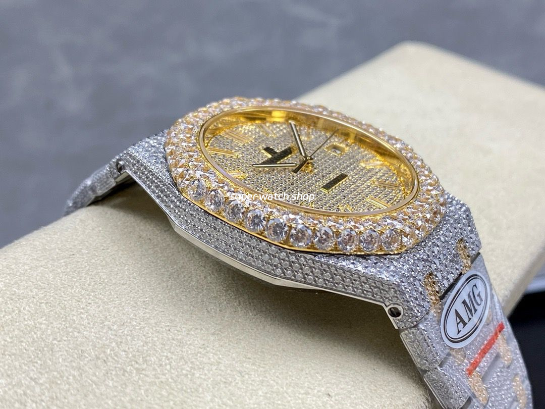 AMG Factory Audemars Piguet Royal Oak Selfwinding 15400 41mm Full Diamond Gold Diamond Dial - Image 6
