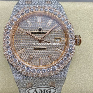 AMG Factory Audemars Piguet Royal Oak Selfwinding 15400 41mm Full Diamond Rose Gold Diamond Dial