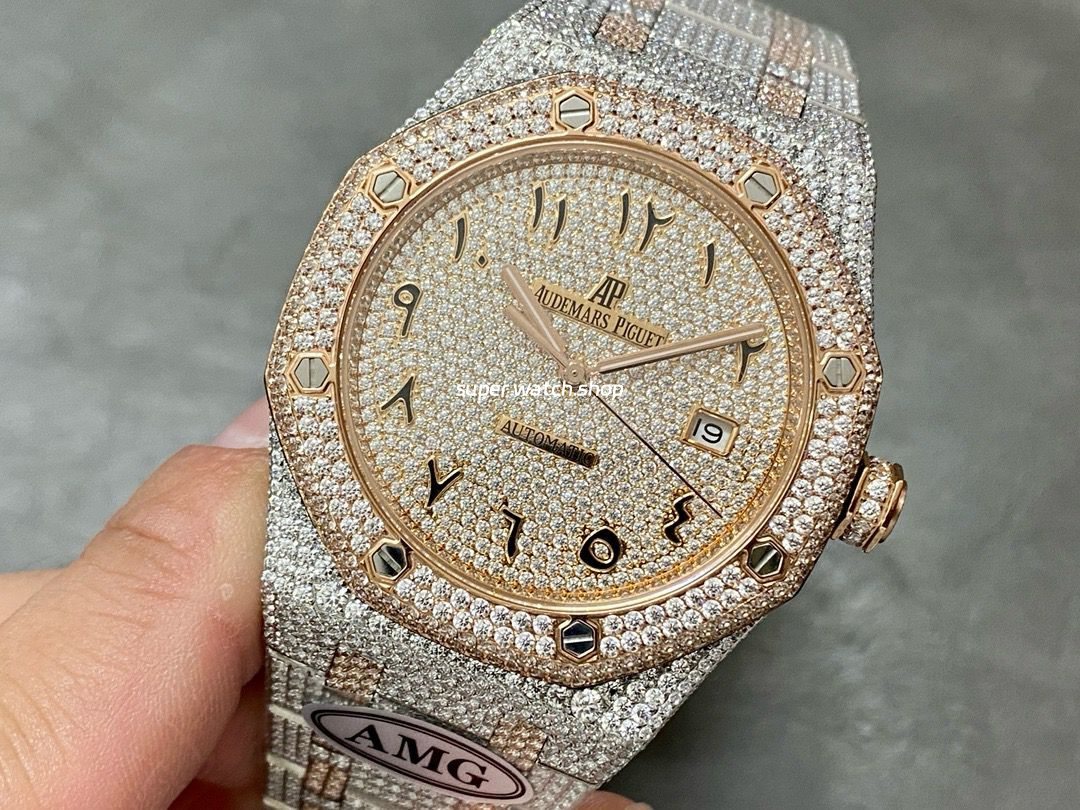 AMG Factory Audemars Piguet Royal Oak Selfwinding 15400 41mm Full Diamond Steel Arabic Number Diamond Dial - Image 3