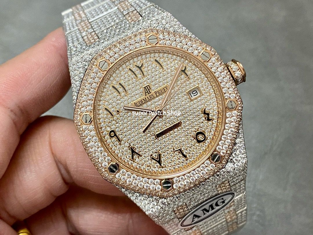 AMG Factory Audemars Piguet Royal Oak Selfwinding 15400 41mm Full Diamond Steel Arabic Number Diamond Dial - Image 2