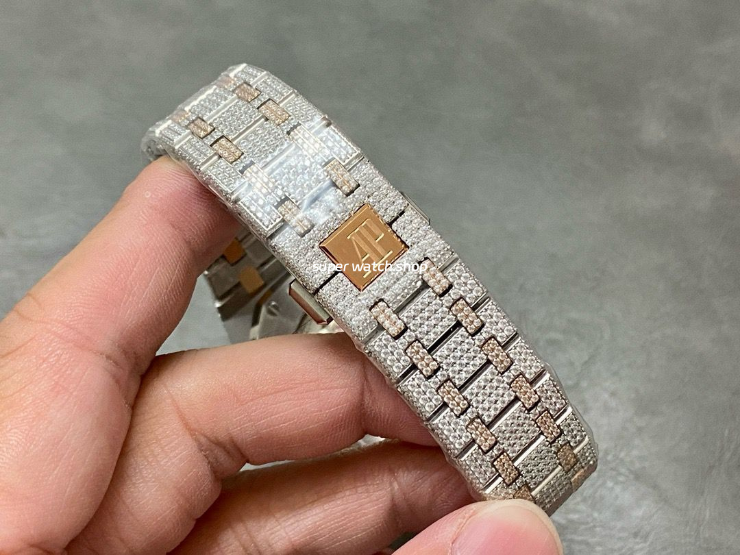 AMG Factory Audemars Piguet Royal Oak Selfwinding 15400 41mm Full Diamond Steel Arabic Number Diamond Dial - Image 7