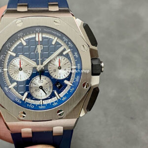 APF Factory Audemars Piguet Royal Oak Chronograph 26420TI.OO.A027CA.01 43mm Titanium Rubber Strap Silver Eye Blue Dial