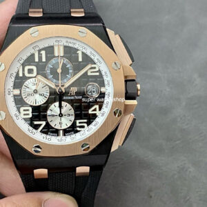 APF Factory Audemars Piguet Royal Oak Offshore Chronograph 26405NR.OO.A002CA.01 44mm Rose Gold/Ceramics Rubber Strap Arabic Numerals Black Dial