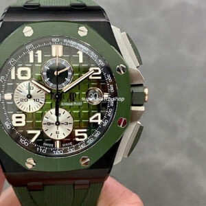 APF Factory Audemars Piguet Royal Oak Offshore Chronograph 26405CE.OO.A056CA.01 44mm Ceramic Rubber Strap Arabic Numerals Green Dial