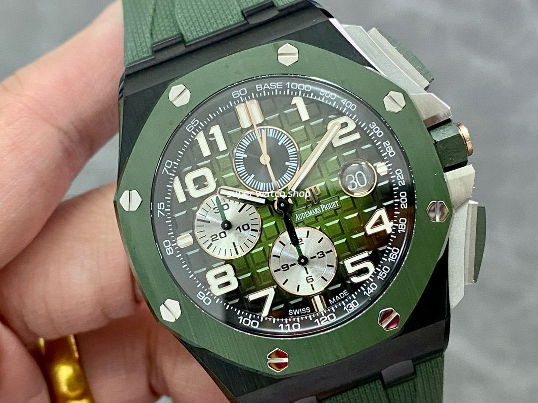 APF Factory Audemars Piguet Royal Oak Offshore Chronograph 26405CE.OO.A056CA.01 44mm Ceramic Rubber Strap Arabic Numerals Green Dial - Image 2