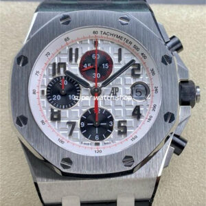 APF Factory Audemars Piguet Royal Oak Offshore Chronograph 26170ST.OO.D101CR.02 42mm Steel Leather Strap Arabic Numerals Silver Dial