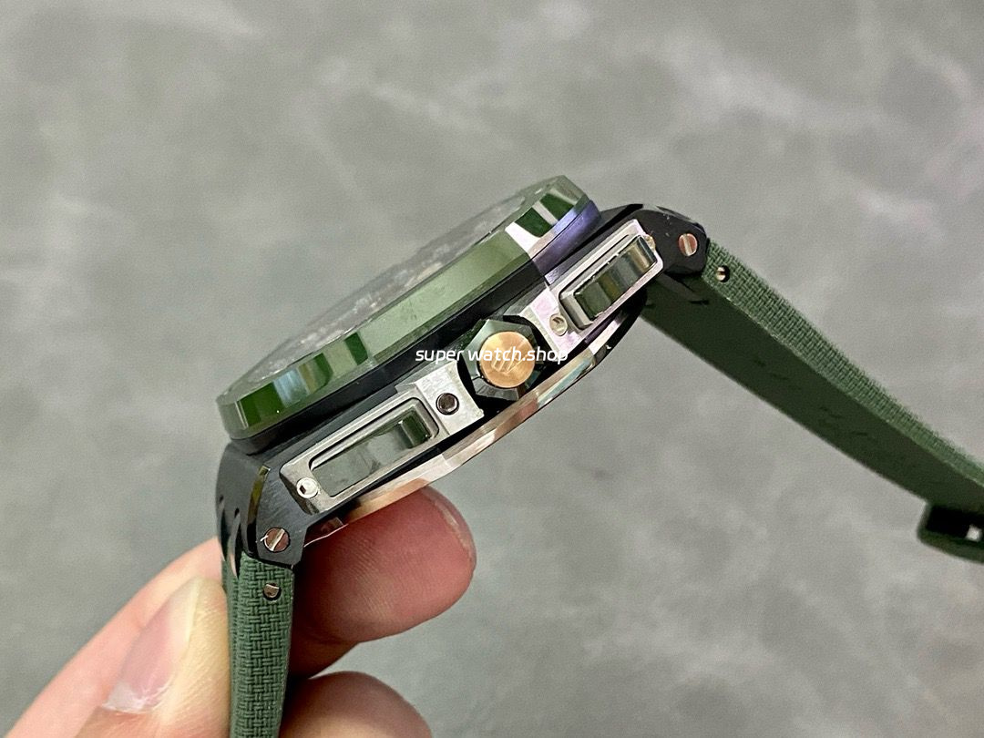 APF Factory Audemars Piguet Royal Oak Offshore Chronograph 26405CE.OO.A056CA.01 44mm Ceramic Rubber Strap Arabic Numerals Green Dial - Image 6