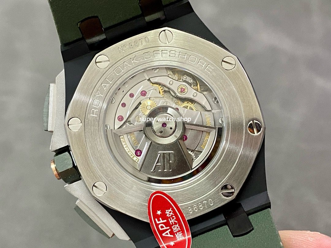 APF Factory Audemars Piguet Royal Oak Offshore Chronograph 26405CE.OO.A056CA.01 44mm Ceramic Rubber Strap Arabic Numerals Green Dial - Image 7