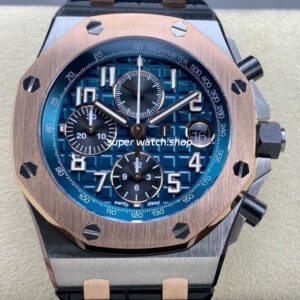 APF Factory Audemars Piguet Royal Oak Offshore Chronograph 26471SR.OO.D101CR.01 42mm Steel Leather Strap Arabic Numerals Blue Dial