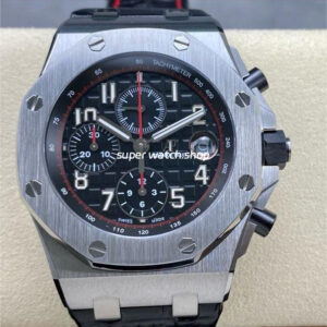 APF Factory Audemars Piguet Royal Oak Offshore Vampire Chronograph 26470ST.OO.A101CR.01 42mm Steel Leather Strap Arabic Numerals Black Dial