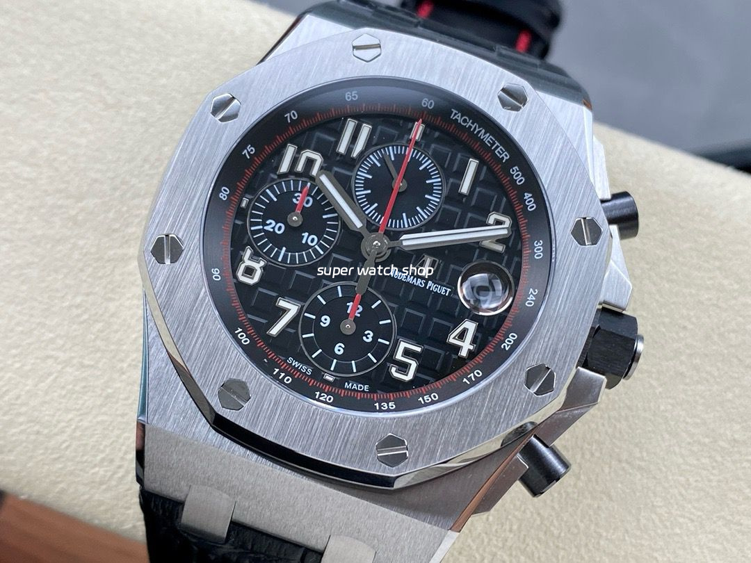 APF Factory Audemars Piguet Royal Oak Offshore Vampire Chronograph 26470ST.OO.A101CR.01 42mm Steel Leather Strap Arabic Numerals Black Dial - Image 3