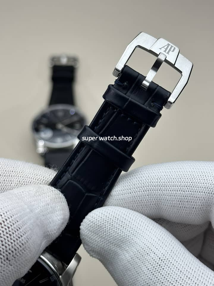 APS Factory Audemars Piguet Code 11.59 15210BC.OO.A002CR.01 Steel Leather Strap Arabic Numerals Blue Dial - Image 9