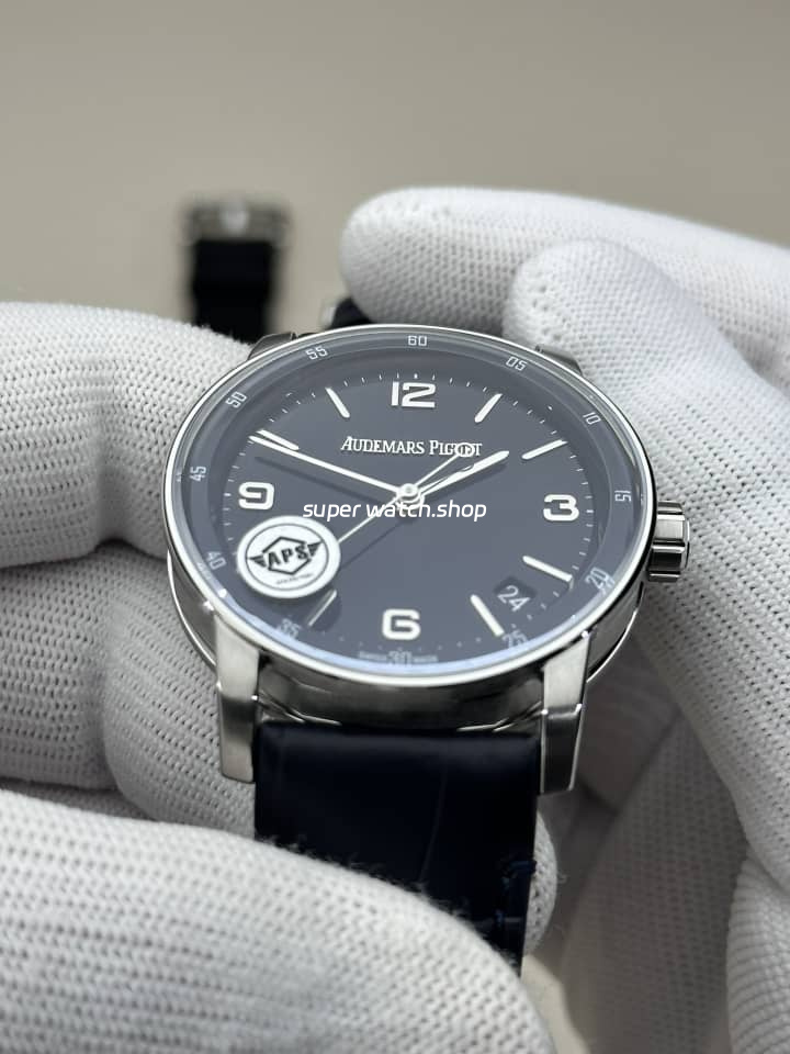 APS Factory Audemars Piguet Code 11.59 15210BC.OO.A002CR.01 Steel Leather Strap Arabic Numerals Blue Dial - Image 4