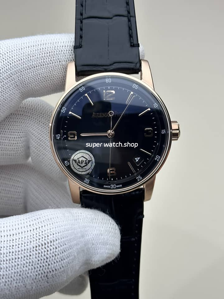 APS Factory Audemars Piguet Code 11.59 15210OR.OO.A028CR.01 41mm Rose Gold Leather Strap Arabic Numerals Blue Dial