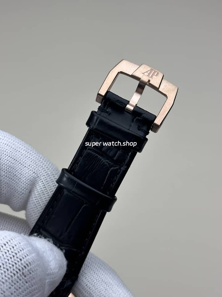 APS Factory Audemars Piguet Code 11.59 15210OR.OO.A028CR.01 41mm Rose Gold Leather Strap Arabic Numerals Blue Dial - Image 9