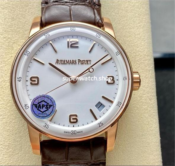 APS Factory Audemars Piguet Code 11.59 15210OR.OO.A099CR.01 41mm Rose Gold Leather Strap Arabic Numerals White Dial