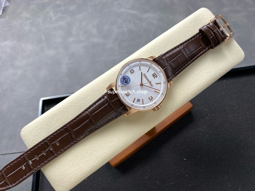 APS Factory Audemars Piguet Code 11.59 15210OR.OO.A099CR.01 41mm Rose Gold Leather Strap Arabic Numerals White Dial - Image 4