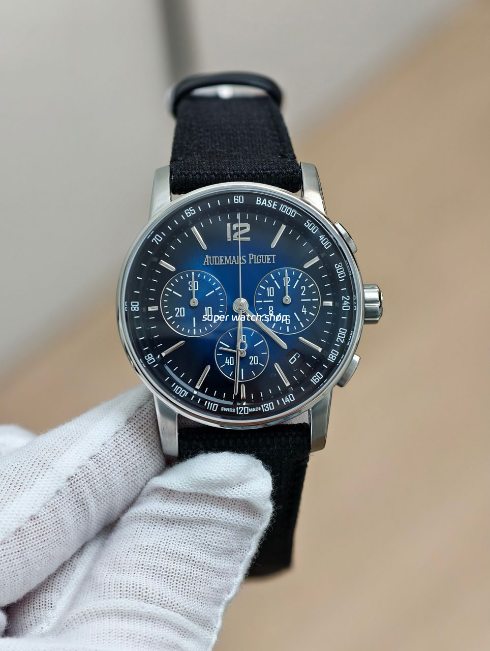 APS Factory Audemars Piguet Code 11.59 26393BC.OO.A002KB.01 41mm Steel Canvas Strap Blue Dial