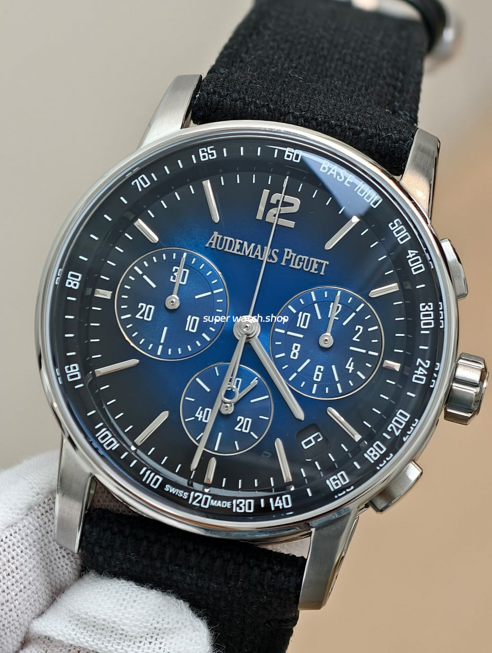 APS Factory Audemars Piguet Code 11.59 26393BC.OO.A002KB.01 41mm Steel Canvas Strap Blue Dial - Image 2